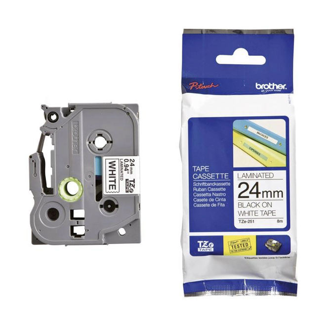 Brother Tape Cassette Black on White 24mm TZE-251